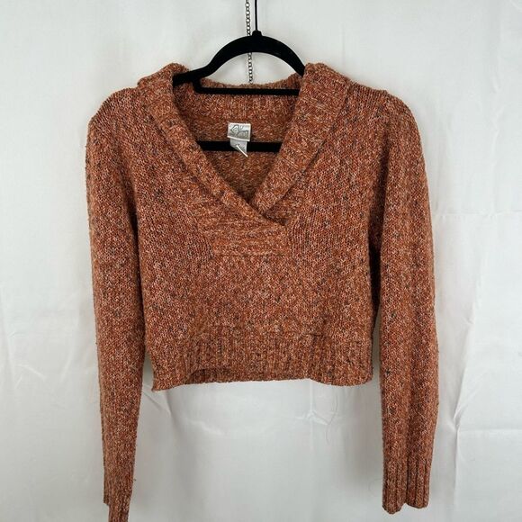 Y2K Orange Mixed Thread Cropped Collared Sweater - Picture 5 of 11